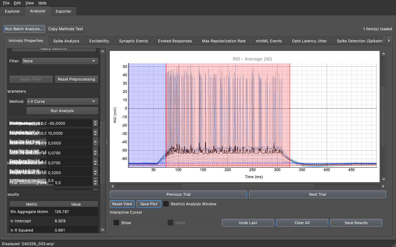 I-V Curve interface