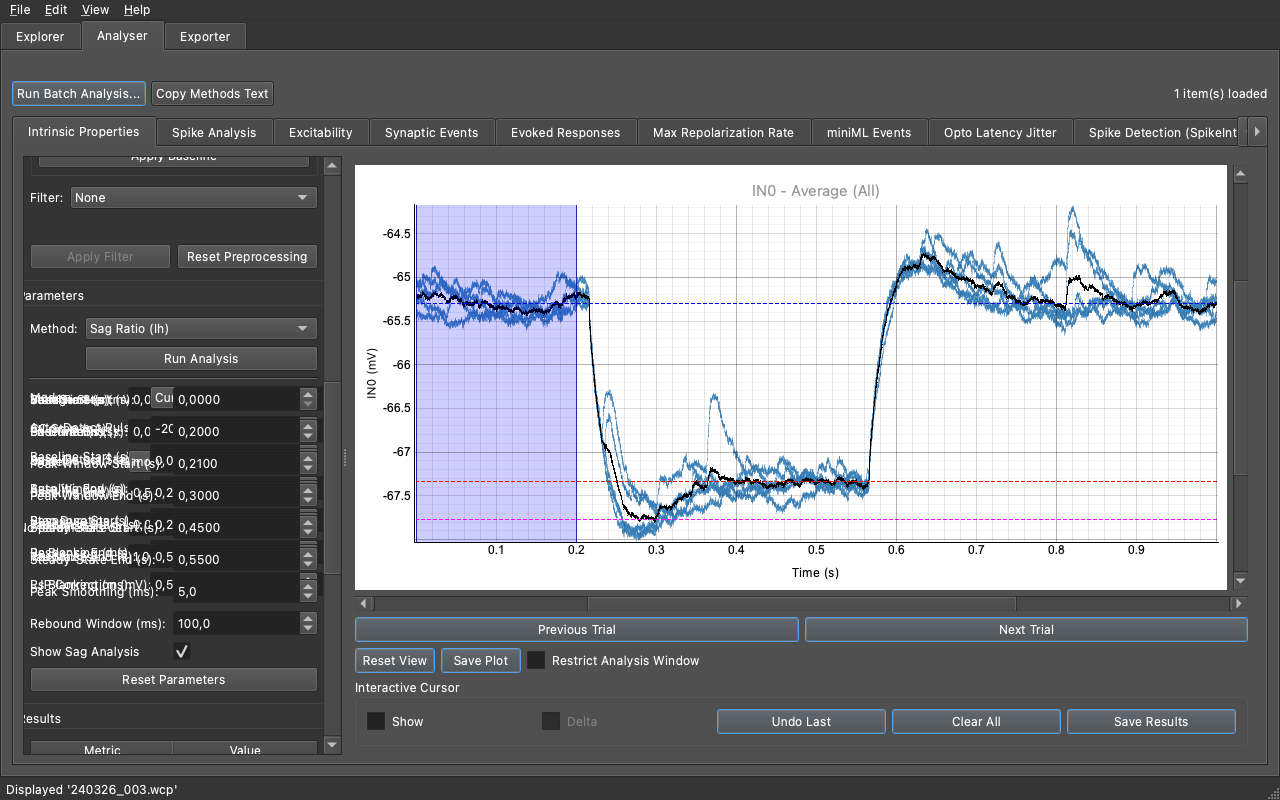 Sag Ratio interface