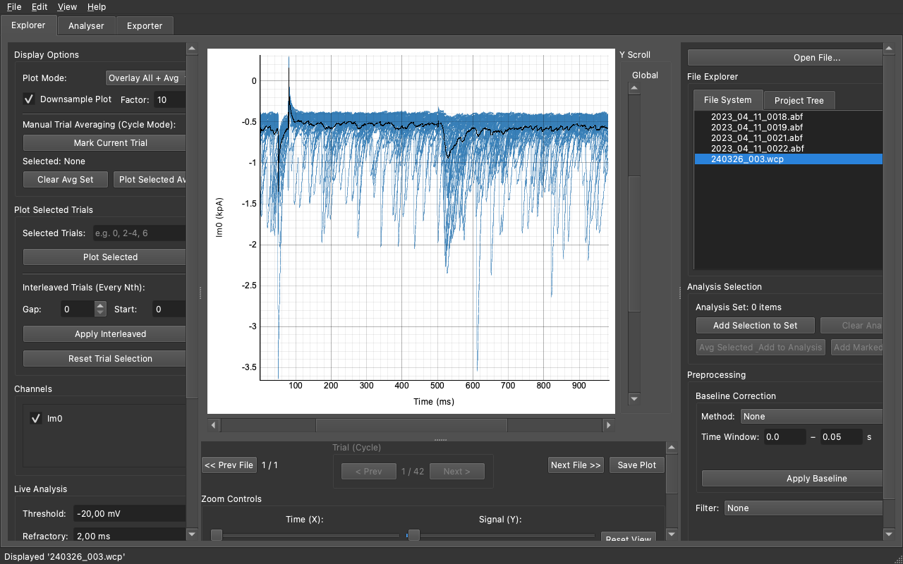 Explorer Tab - Voltage Clamp