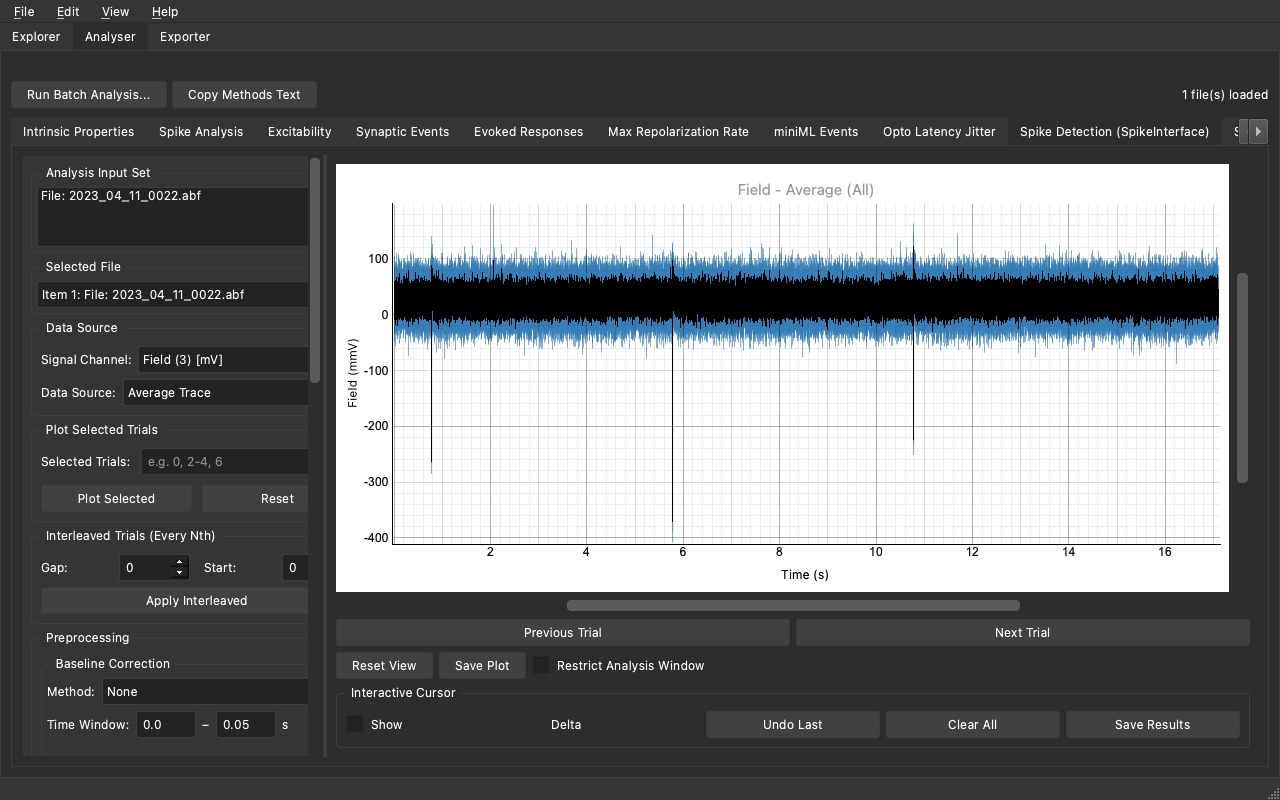 SpikeInterface plugin - parameters ready
