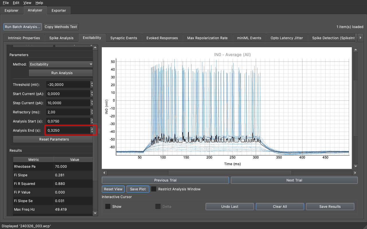 Excitability interface