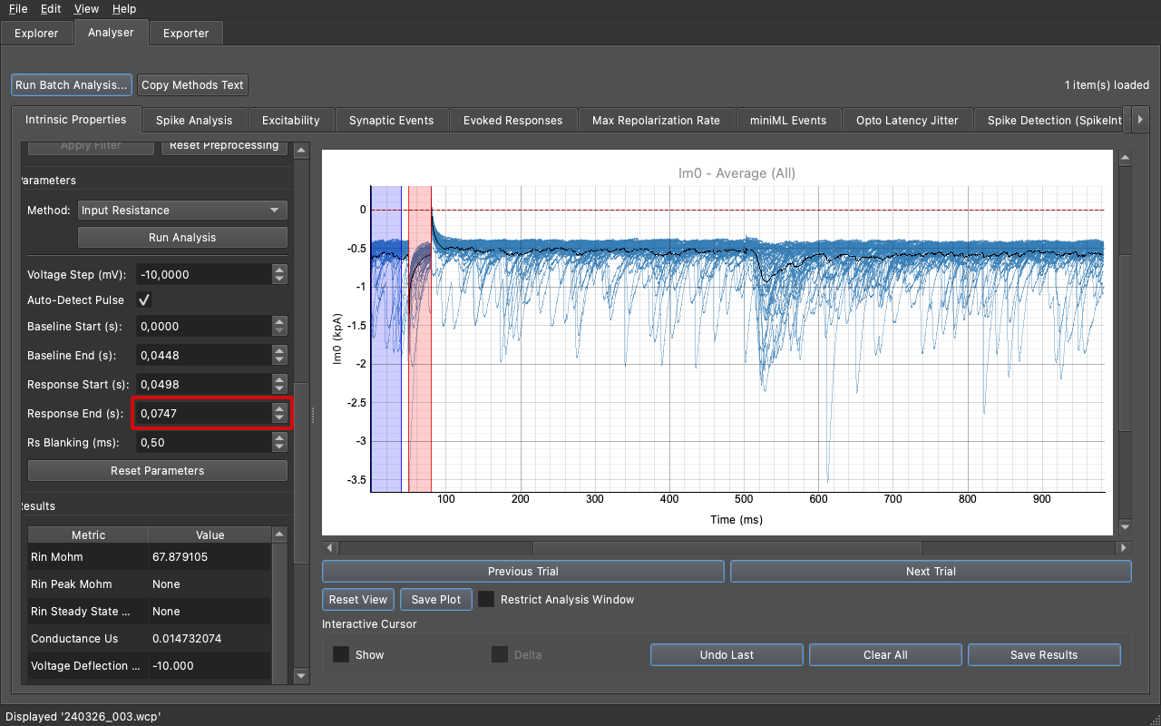 Input Resistance interface