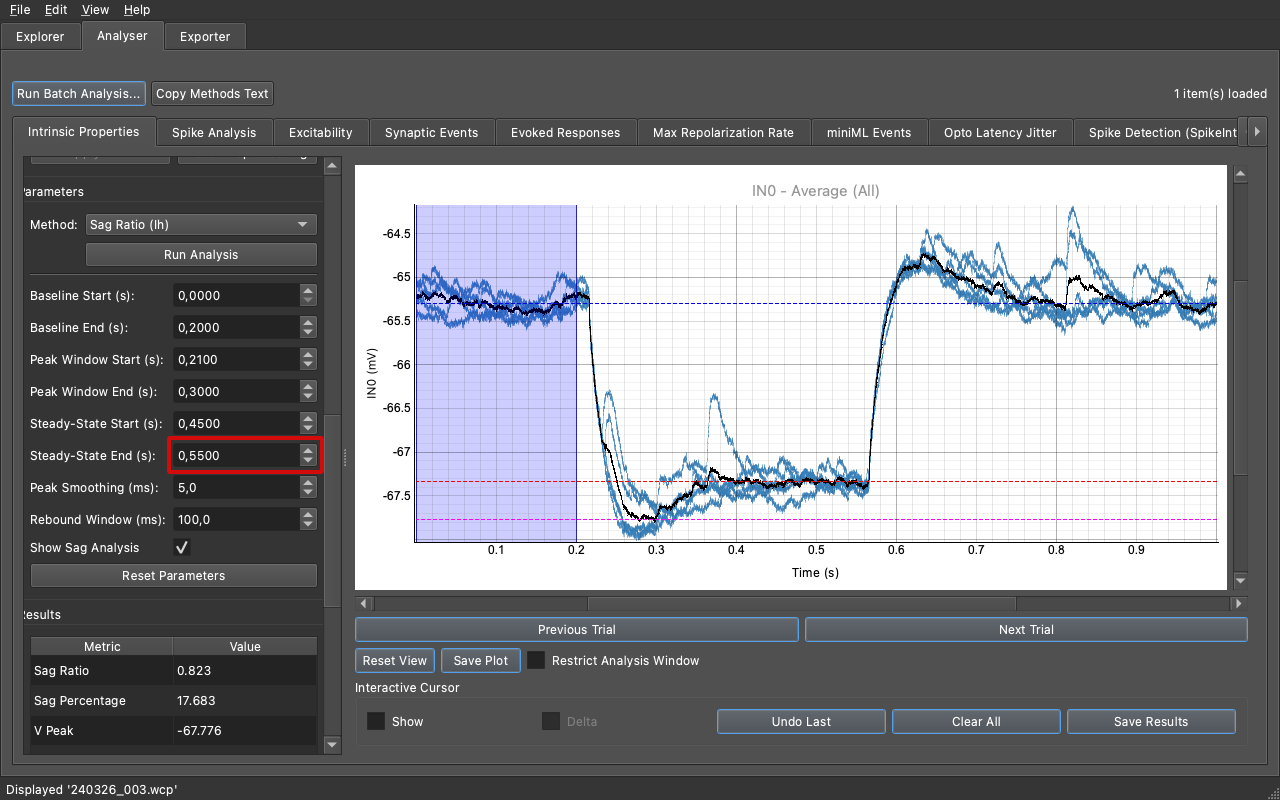 Sag Ratio interface