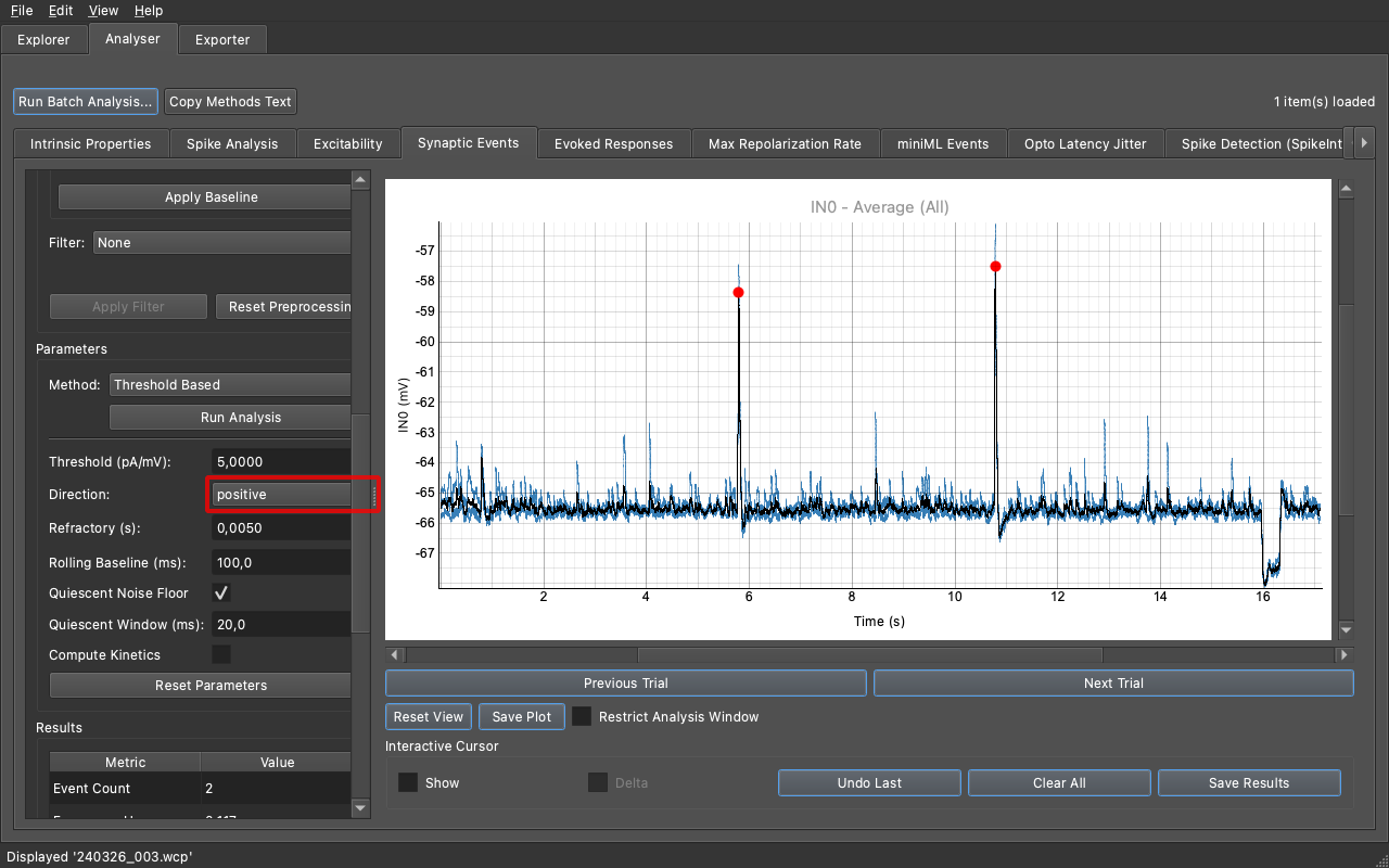 Event Detection - Threshold interface