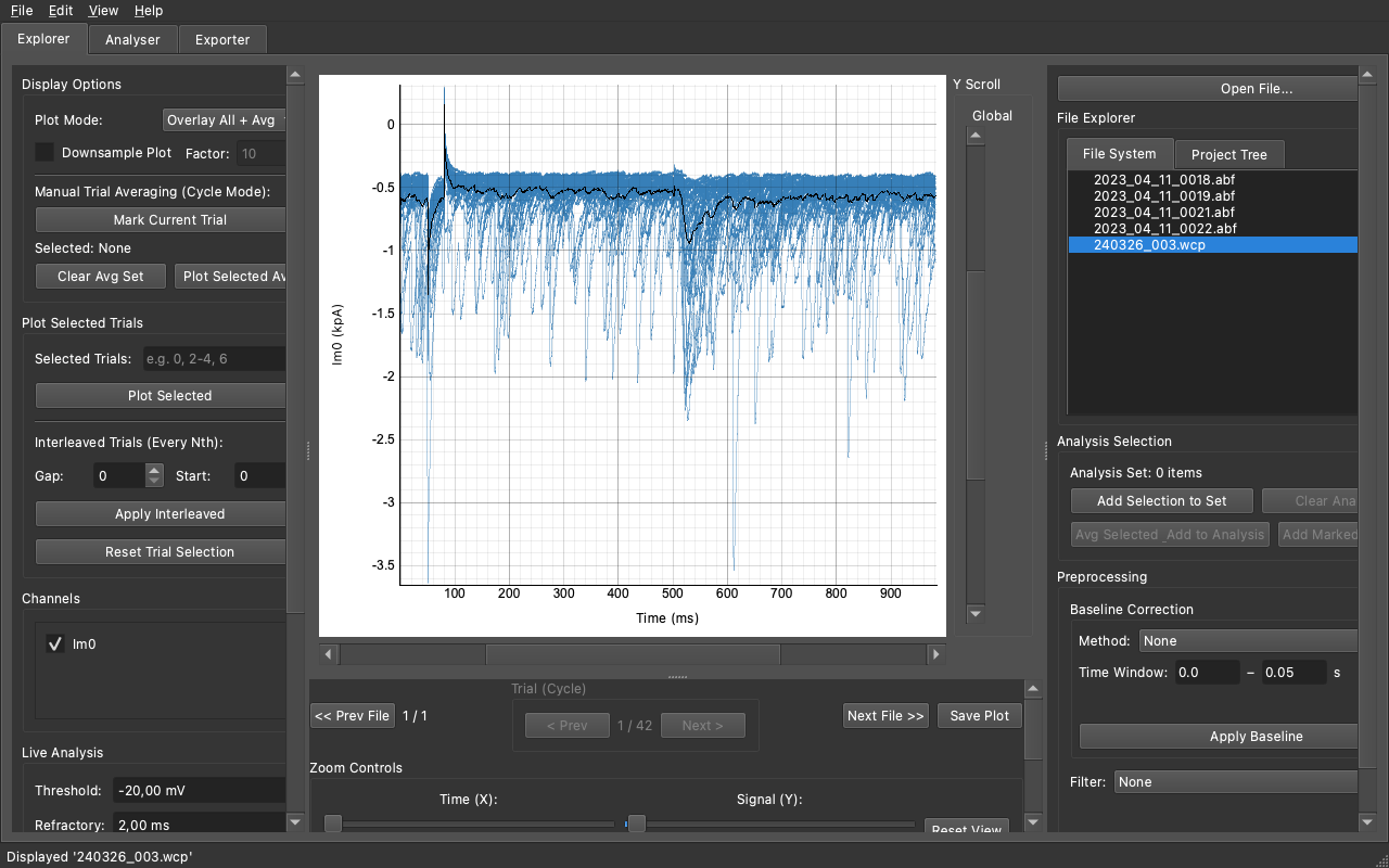 Explorer Tab - Voltage Clamp